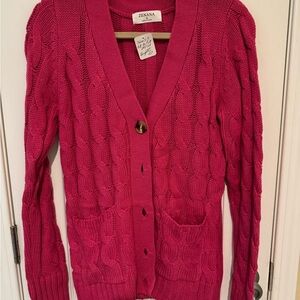 Zenana Outfitters Women's Pink Cable Knit Cardigan